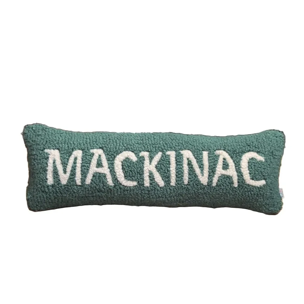 Mackinac Velvet Dark Green Hooked Textured Pillow Chandler 4 Corners